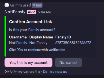 Using the /link command in Discord